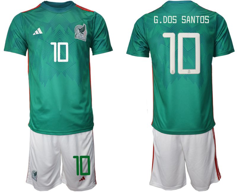 Men 2022 World Cup National Team Mexico home green #10 Soccer Jersey